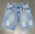 Bermuda Jeans Masculina Destroyed com Lavagem Clara - Estilo Urbano e Confortável