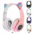 Cute Cat Ears Fone de ouvido sem fio com controle do microfone, Bluetooth Headse na internet