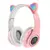 Cute Cat Ears Fone de ouvido sem fio com controle do microfone, Bluetooth Headse - Drop Rapido