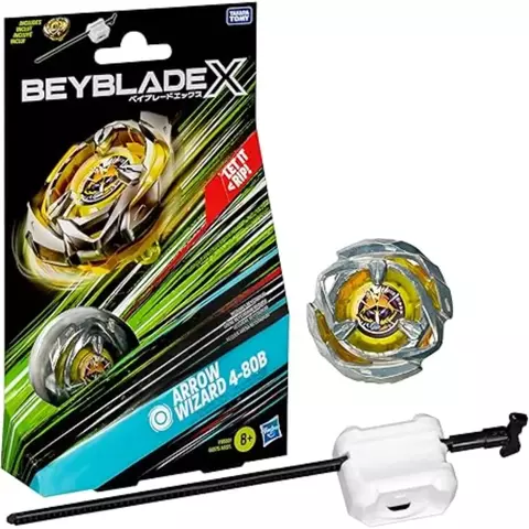 Beyblade X Arrow Wizard 4-80B – Kit Inicial com Pião e Lançador – Hasbro F9582