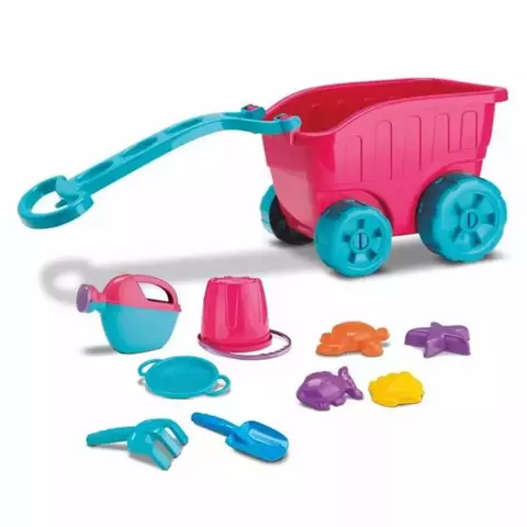 Carrinho de Praia Infantil Diver Praia com Acessórios Rosa – 8285