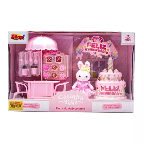 Casinha Feliz – Kit de Aniversário Miniatura com Bonequinha Coelhinha