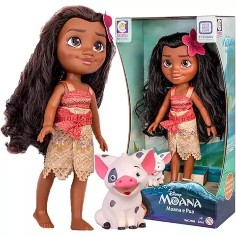 Boneca Princesa Moana 45cm e Porquinho Pua 8cm – 2600