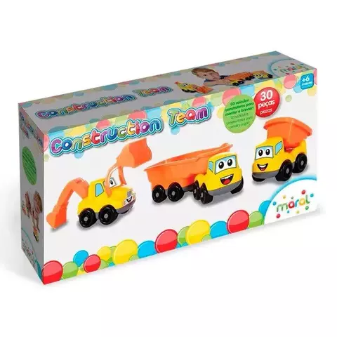 Construction Team Kit Construção com 3 Caminhões – Brinquedo Educativo de Atividades