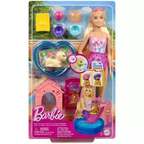 Boneca Barbie na Piscina com Cachorrinhos - Mattel