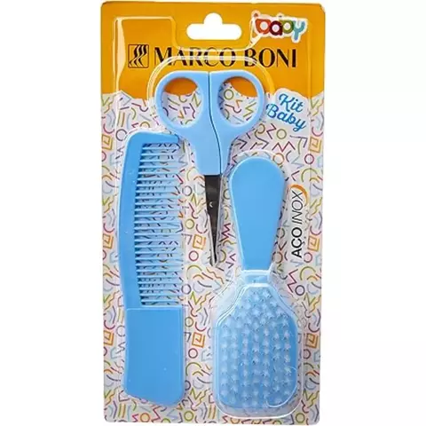 Kit Baby com Escova, Pente e Tesoura Azul – Q227