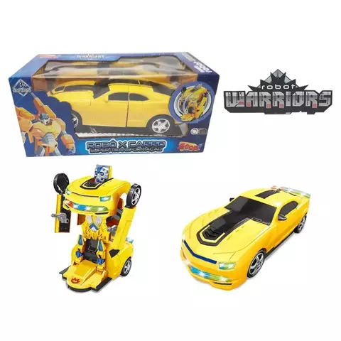 Carro Amarelo Robô Warriors Bate e Volta Transforma - ZP00674