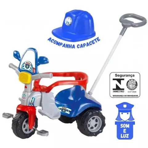Triciclo Infantil Empurrador Tico-Tico Zoom Polícia