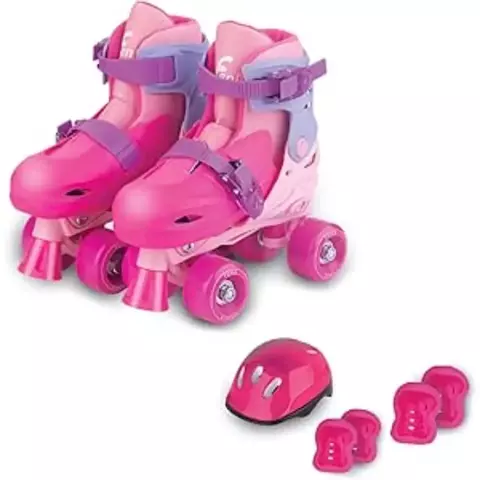Patins 4 Rodas Rosa com Kit de Proteção – PK-01 R (30-33)