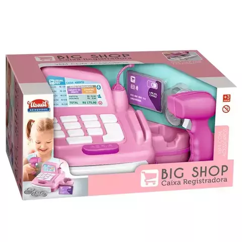 Caixa Registradora com Acessórios Big Shop Girls Rosa