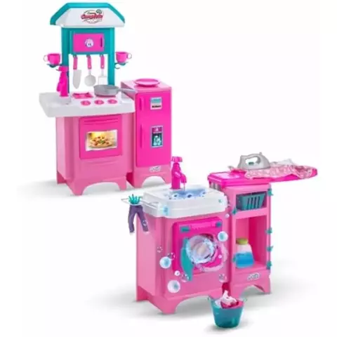 Kit Cozinha e Lavanderia Infantil Lava e Passa – 8043