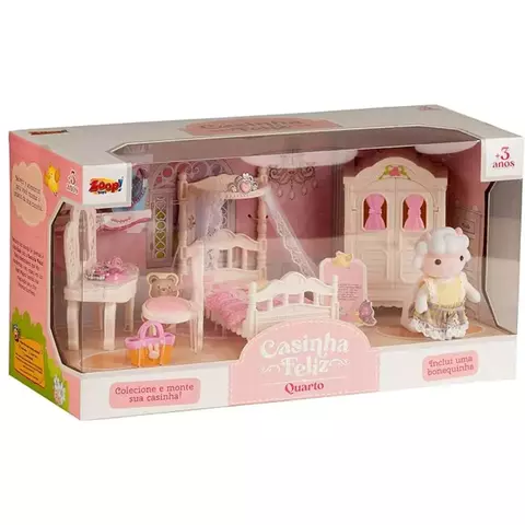 Casinha Feliz – Quarto Miniatura com Personagens e Acessórios