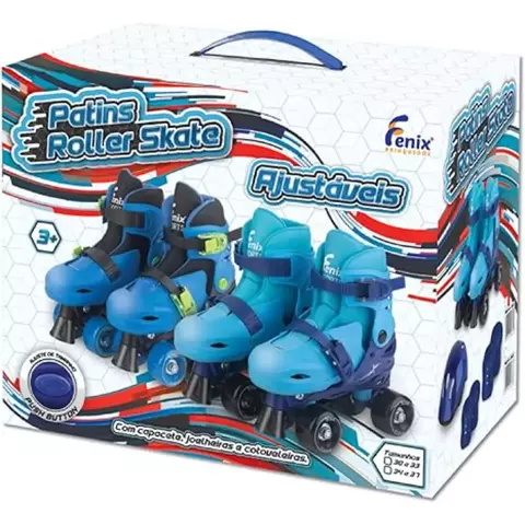 Kit Patins 4 Rodas Azul com Kit de Proteção – PK-01 P (34-37)