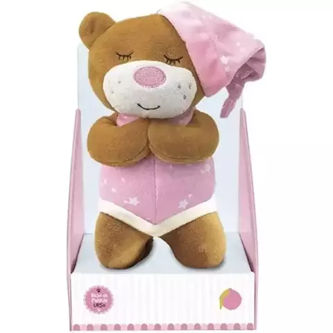 Urso de Pelúcia Ora Reza Pai Nosso Rosa 20cm – UR1929