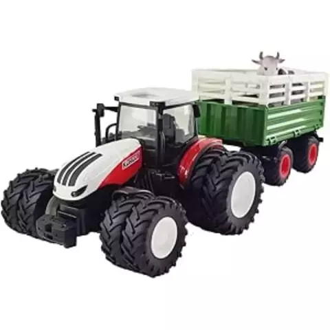 Trator com Controle Remoto e Carreta para Animais Vermelho 1:24 – CP166192