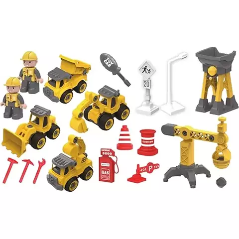 Mega Construção Caminhão Trator Guindaste Monta e Desmonta 25 Peças com Ferramentas - 2664