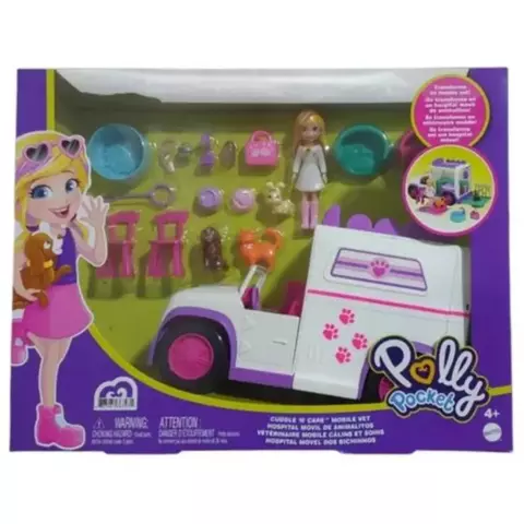 Polly Pocket Hospital Pet Móvel dos Bichinhos com Mini Boneca
