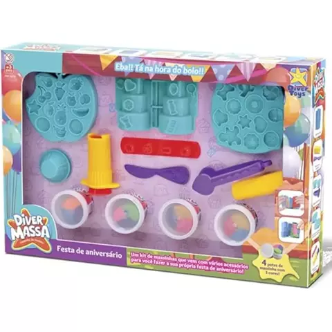 Diver Massa Festa de Aniversário com 14 Peças – Divertoys – 8279