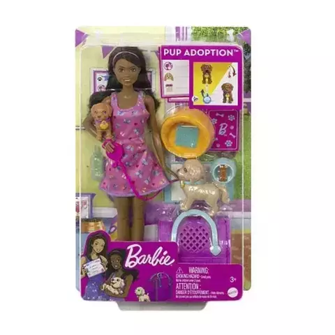Barbie Adota Um Cachorrinho Morena Mattel – HKD86 - comprar online
