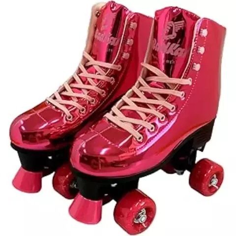 Patins 4 Rodas Shine Rosa com Trava Borboleta – Tamanho 31-34 – PH-01 R