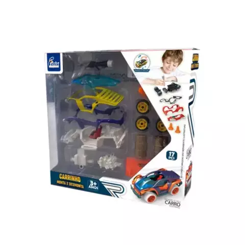 Carrinho Monta e Desmonta Amarelo 17 Peças