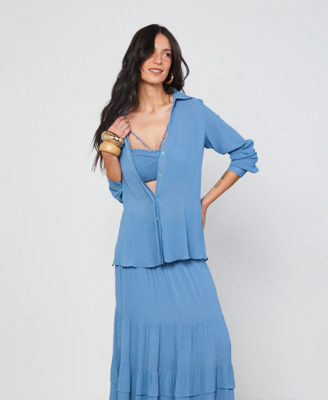 CAMISA . TECIDO TOP LASTEX - AZUL
