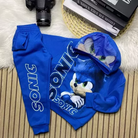 Conjunto Inverno Sonic com Capuz 3D – Azul Royal