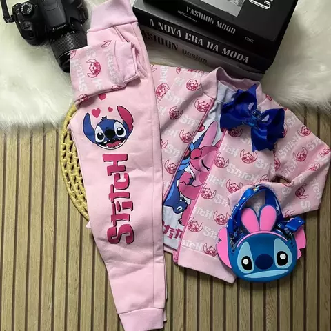 Conjunto Infantil Stitch Rosa – Estilo, Conforto e Muita Fofura!