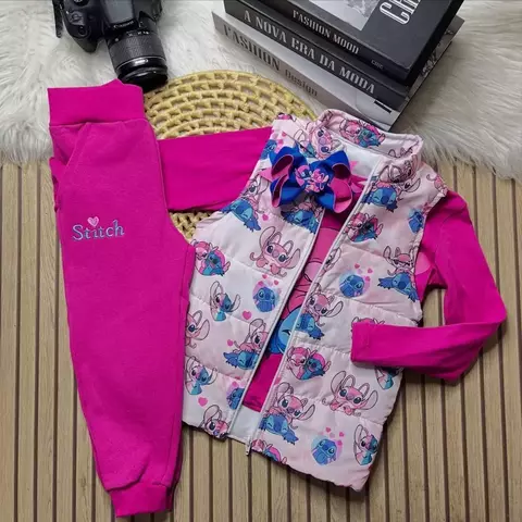 Conjunto Stitch com Colete – Pink com Estampa Fofa - comprar online