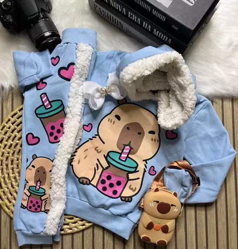 Conjunto Infantil Inverno Capivara com Bubble Tea – Azul - comprar online