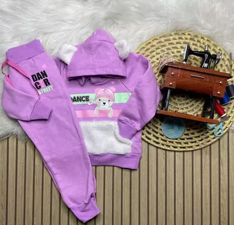 Conjunto Infantil Inverno Lilás com Orelhinhas – Dance Street