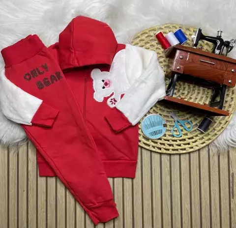 Conjunto Infantil Inverno "Only Bear" com Capuz – Vermelho - comprar online
