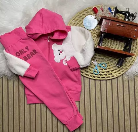 Conjunto Infantil Inverno "Only Bear" com Capuz – Rosa
