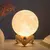 Led night light 8cm lua lâmpada alimentada por bateria com suporte estrelado lâmpada decoração do quarto luzes da noite crianças presente botão célula na internet