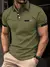 Moda masculina listrado exército verde polos camisetas verão manga curta impre