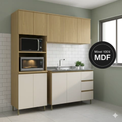 Cozinha Modulada Florença 3 Peças 100% MDF Canary/Off White  com Torre Quente - comprar online