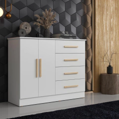 Cômoda 2 Portas 4 Gavetas Branco - Bariloche Móveis Sul