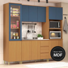Cozinha Modulada de 4 Peças - 100% MDF Angelin/Cobalto - Florença Móveis Sul