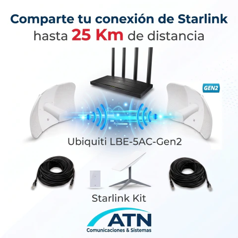 Comparte Starlink x 2 Usuarios con Router, Enlace Internet, Conexion Punto a Punto
