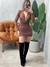 Vestido Curto em Malha Romantic Manga longa com Gola Boba e Plissado Adriele Ref