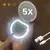 Espelho de maquiagem compacto de bolso touch, LED, 2 lados do rosto com luz, 1X