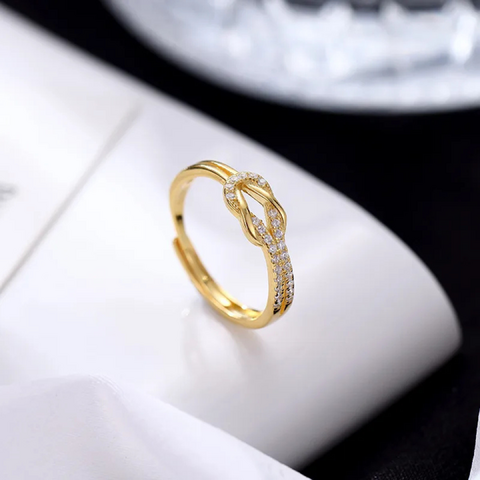 Anillo Lazo Ajustable · Plata 925 con baño de Oro 18K - comprar online