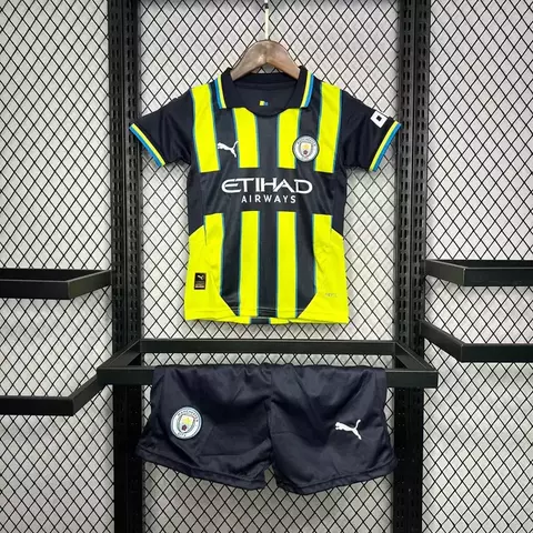 Manchester City Away Shirt 24/25 - Kids Fan Black and Green - buy online