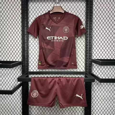 Manchester City Third Away Shirt 24/25 - Kids Fan Shirt Wine/Red - buy online