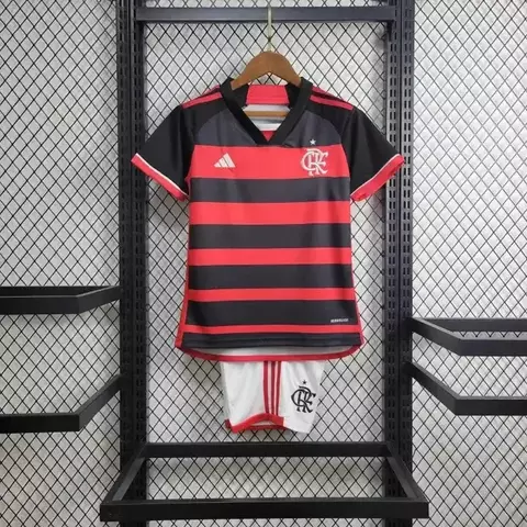 Flamengo Home 24/25 Shirt - Kids Fan Red and Black - buy online