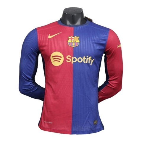 Camisa Barcelona I 24/25 manga longa - Jogador Nike Masculina - Azul e vermelha