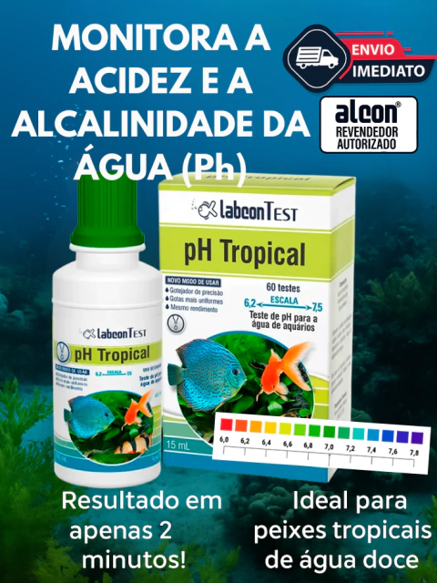 Teste de Ph para Aquário de Peixes Ornamentais Água Doce, Alcon Labcon pH Tropical 15ml