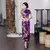 Cheongsams sexis con estampado de flores rojas para mujer, Vestidos largos de sa - Ying Chao