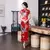 Imagen de Cheongsams sexis con estampado de flores rojas para mujer, Vestidos largos de sa