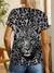 Camiseta informal con estampado de leopardo para mujer, camiseta holgada informa - tienda en línea